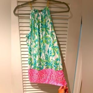 Lilly Pulitzer, sexy top beautiful colors of teal white and pink.